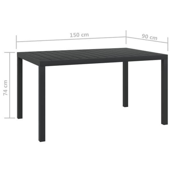 vidaXL havebord WPC aluminium 150 x 90 x 74 cm sort