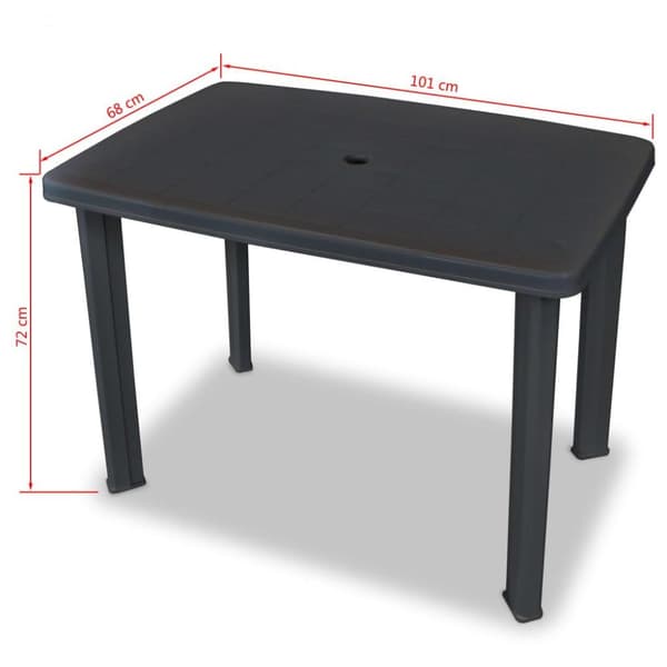 vidaXL havebord 101 x 68 x 72 cm plastik antracitgrå