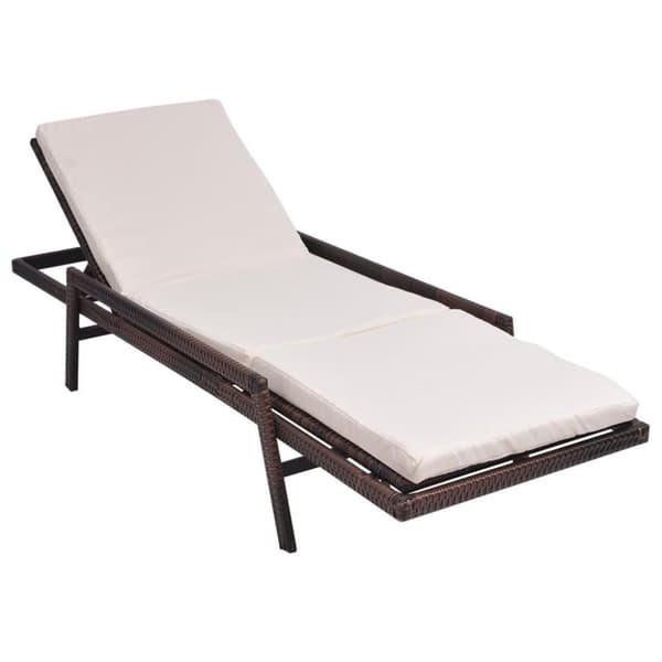 vidaXL liggestol med hynde polyrattan brun