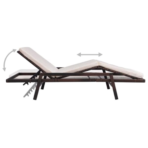 vidaXL liggestol med hynde polyrattan brun