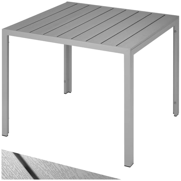 Trädgårdsbord i aluminium Maren höjdjusterbara fötter 90x90x74,5cm - silver