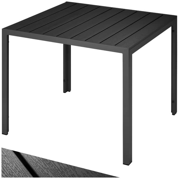 Trädgårdsbord i aluminium Maren höjdjusterbara fötter 90x90x74,5cm - svart