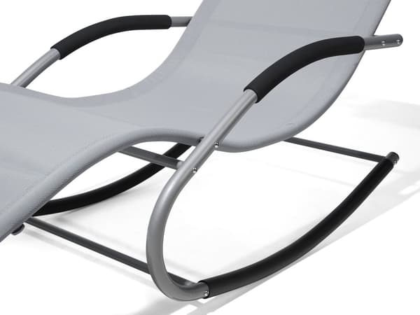 Gungstol Solstol Ljusgrått Tyg Stål Gungande med Huvudkudde