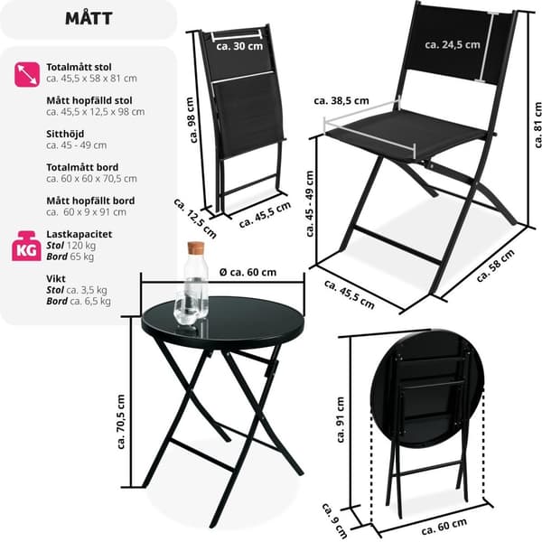Caféset Düsseldorf - svart