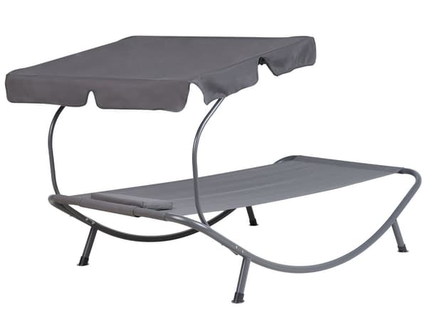En moderne justerbar liggestol i gråt stål med tag