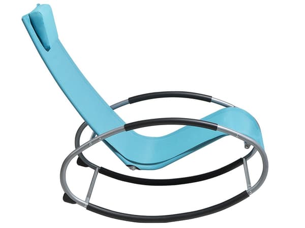 Liggestol Turkis Polyester Grå Metal 88 x 107 x 62 Solseng med Gynge Pude Funktion Understel Have Terrasse Udendørs Altan Indretning Tilbehør