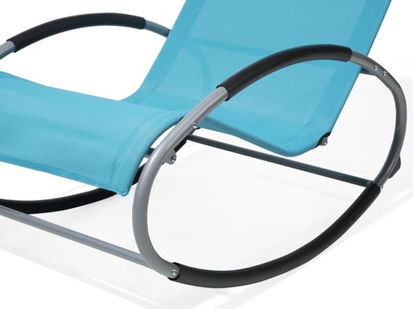 Liggestol Turkis Polyester Grå Metal 88 x 107 x 62 Solseng med Gynge Pude Funktion Understel Have Terrasse Udendørs Altan Indretning Tilbehør