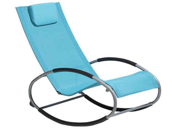 Liggestol Turkis Polyester Grå Metal 88 x 107 x 62 Solseng med Gynge Pude Funktion Understel Have Terrasse Udendørs Altan Indretning Tilbehør