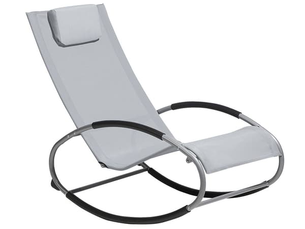 Liggestol Grå Polyester Metal 88 x 107 x 62 Solseng med Gynge Funktion Understel Have Terrasse Udendørs Altan Indretning Tilbehør