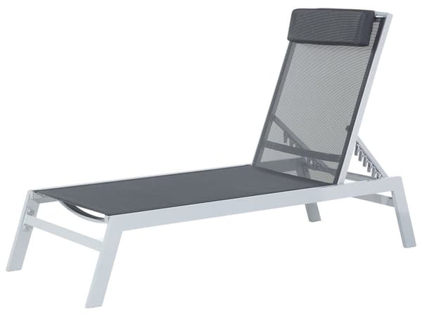 Havestol, sort aluminium 190 x 66 cm justerbart ryglæn