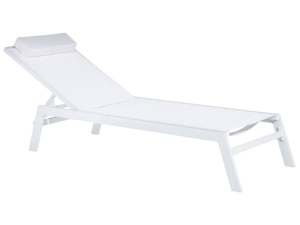 Havestol hvid aluminium 190 x 66 cm justerbart ryglæn
