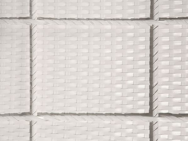 Havestol hvid rattan 192 x 60 cm grå hynde justerbar nakkestøtte