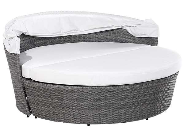Solseng Hvid og grå imiteret rattan med puder Sofabord Vejrbestandig