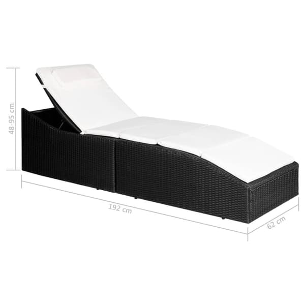 vidaXL liggestol med hynde polyrattan sort