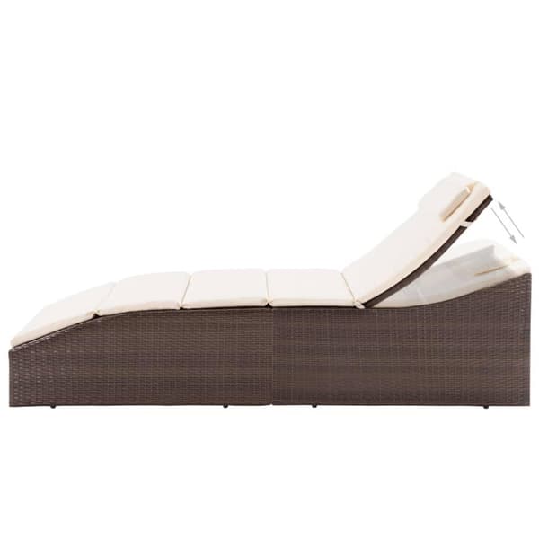 vidaXL liggestol med hynde polyrattan brun