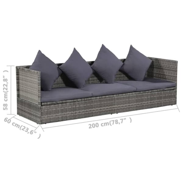 vidaXL havebord 200x60 cm polyrattan grå