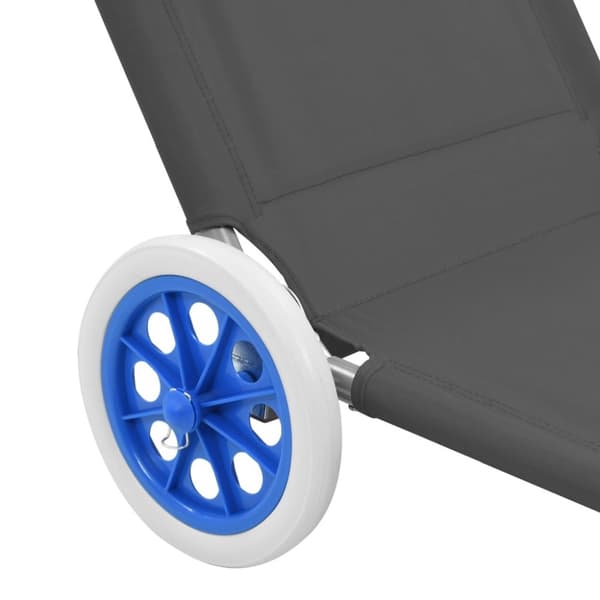 vidaXL foldbar liggestol med baldakin og hjul stål grå