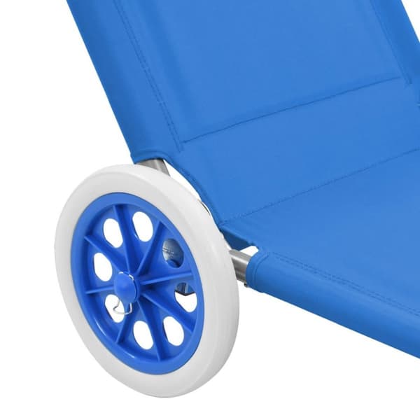 vidaXL foldbar liggestol med baldakin og hjul stål blå
