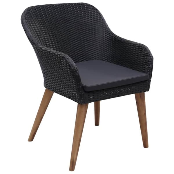 vidaXL havestole med hynder 2 stk. polyrattan sort