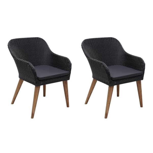 vidaXL havestole med hynder 2 stk. polyrattan sort
