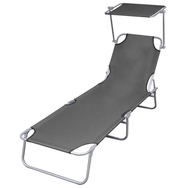 vidaXL foldbar liggestol med tag stål grå