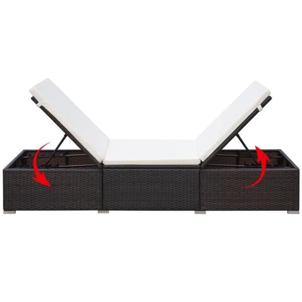 vidaXL liggestol med hynde polyrattan brun