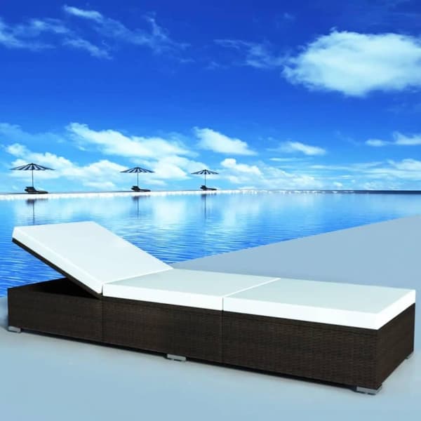 vidaXL liggestol med hynde polyrattan brun