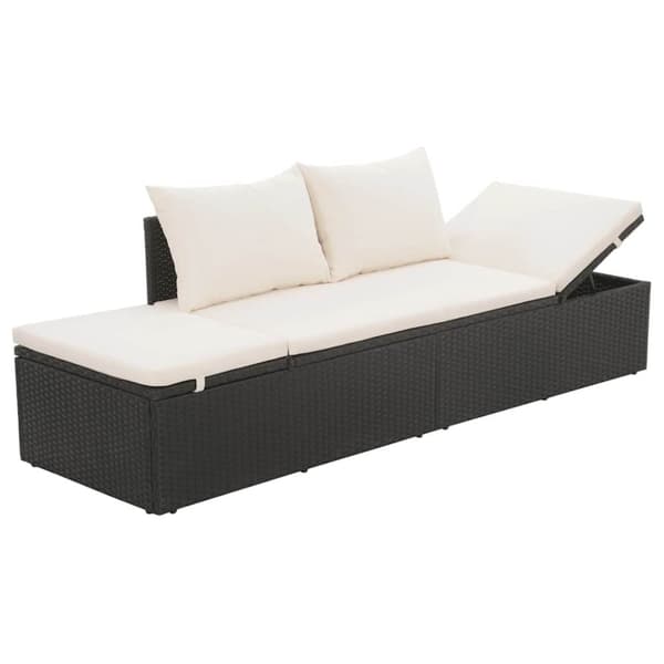 vidaXL solseng sort 195 x 60 cm polyrattan