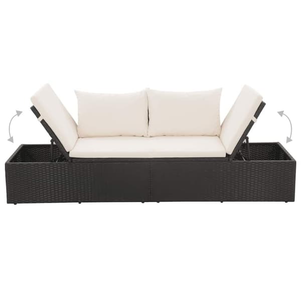 vidaXL solseng sort 195 x 60 cm polyrattan