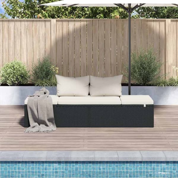 vidaXL solseng sort 195 x 60 cm polyrattan