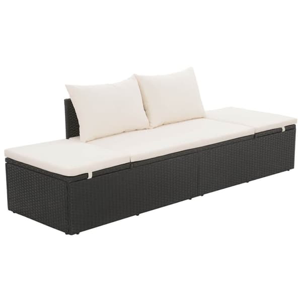 vidaXL solseng sort 195 x 60 cm polyrattan