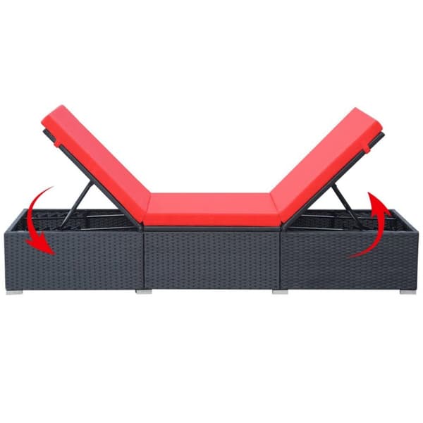 vidaXL liggestol med hynde polyrattan sort