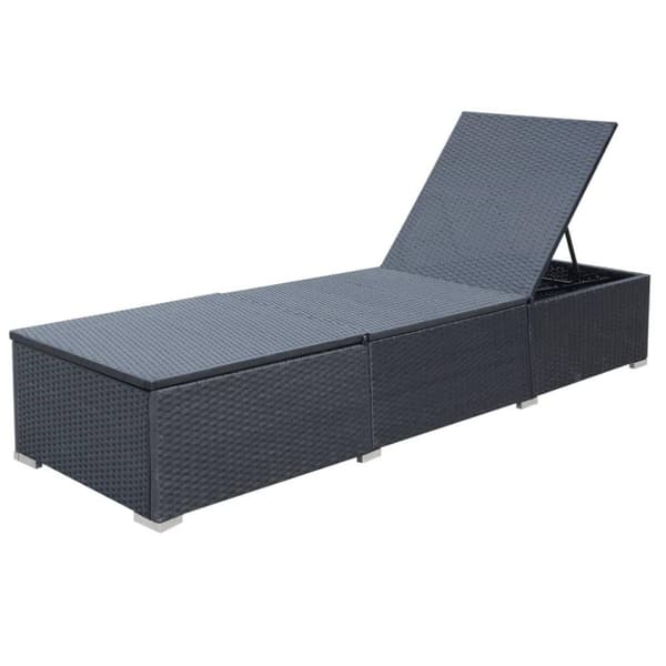 vidaXL liggestol med hynde polyrattan sort
