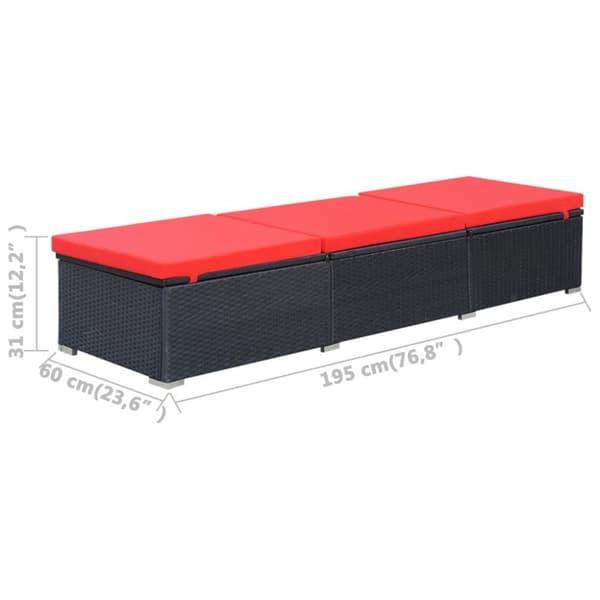 vidaXL liggestol med hynde polyrattan sort