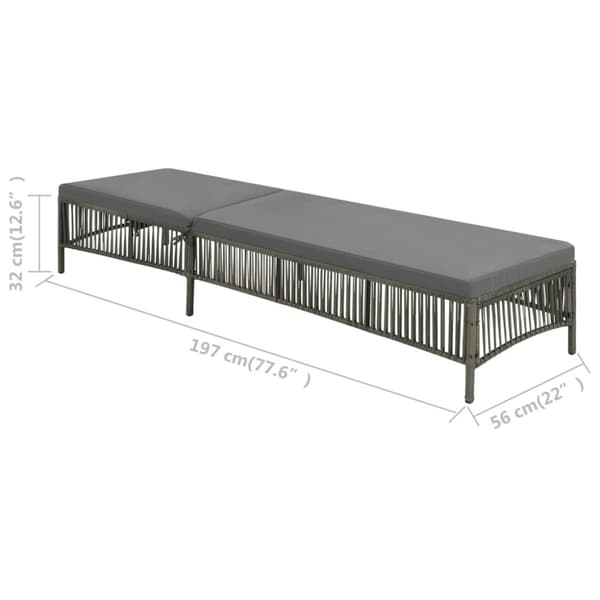 vidaXL liggestol med hynde polyrattan grå