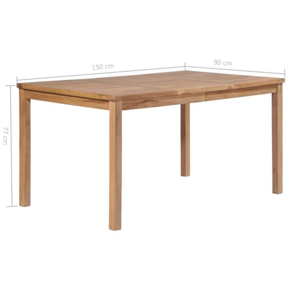 vidaXL havebord 150 x 90 x 77 cm massivt teaktræ