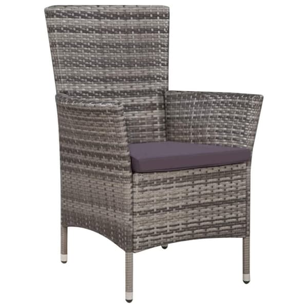 vidaXL havestol og skammel med hynde polyrattan grå