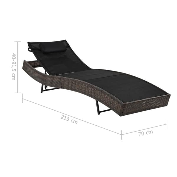vidaXL liggestol med pude polyrattan brun