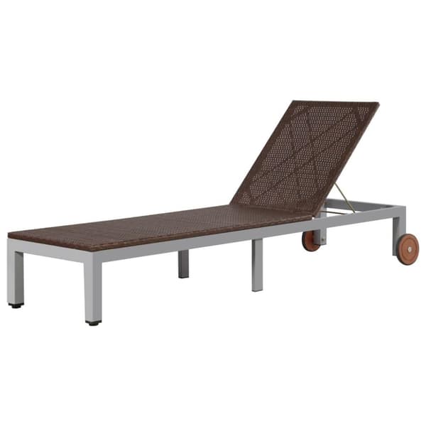 vidaXL liggestol med hjul polyrattan brun