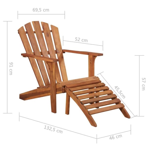vidaXL Adirondack-puutarhatuoli jalkatuella akaasiapuu