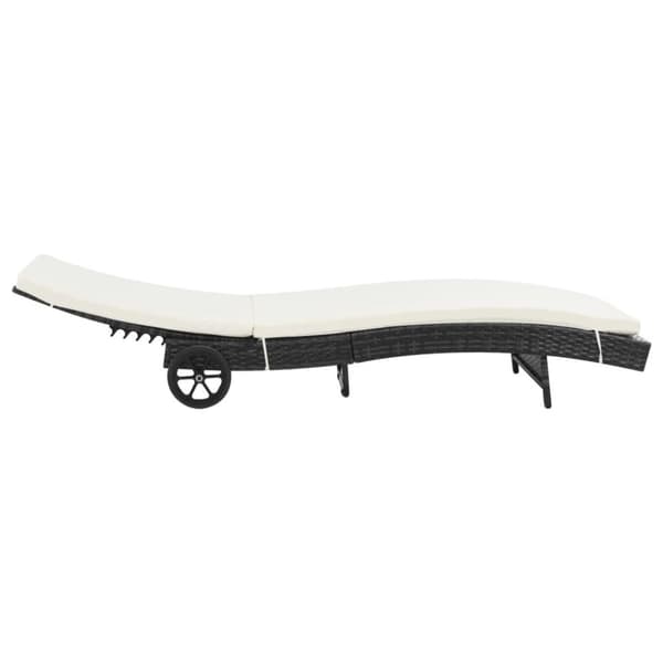 vidaXL liggestol med hynde og hjul polyrattan sort
