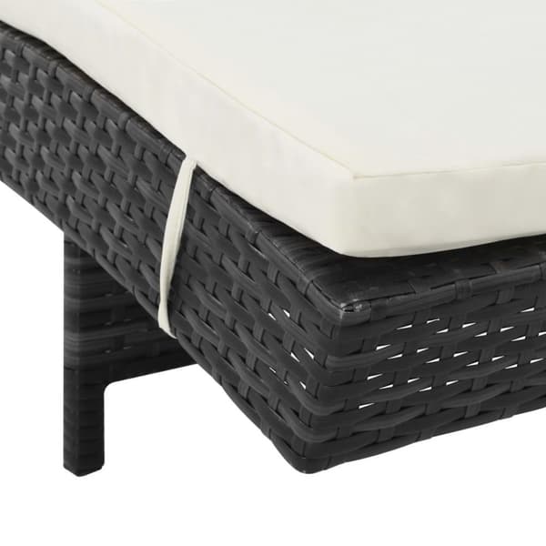 vidaXL liggestol med hynde og hjul polyrattan sort