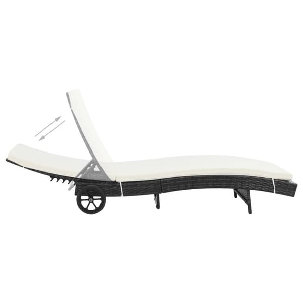 vidaXL liggestol med hynde og hjul polyrattan sort