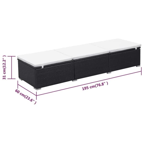 vidaXL liggestol med hynde polyrattan sort