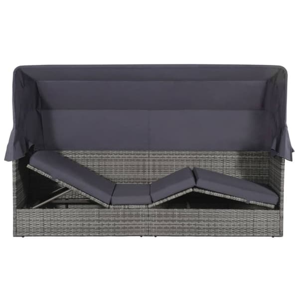 vidaXL solseng med baldakin brun 205 x 62 cm polyrattan