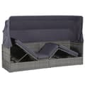 Miniatyrbillede 4 af 8: vidaXL solseng med baldakin brun 205 x 62 cm polyrattan