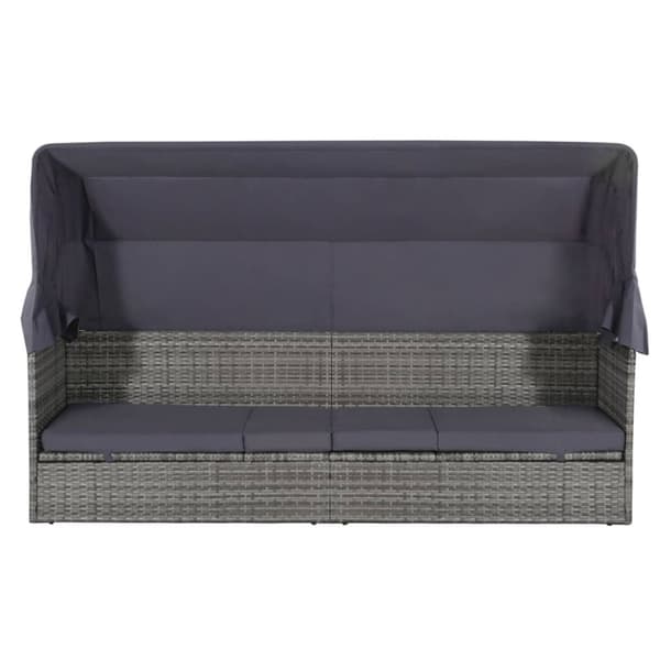 vidaXL solseng med baldakin brun 205 x 62 cm polyrattan