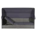 Miniatyrbillede 2 af 8: vidaXL solseng med baldakin brun 205 x 62 cm polyrattan