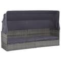 Miniatyrbillede 1 af 8: vidaXL solseng med baldakin brun 205 x 62 cm polyrattan