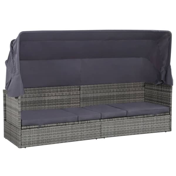 vidaXL solseng med baldakin brun 205 x 62 cm polyrattan